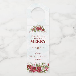 Colgador Para Botellas Navidades Marco de Poinsettia come bebida y sé mer