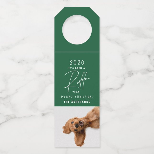 Colgador Para Botellas Navidades perrito año de rúbrica en tarjeta de rev (Anverso)
