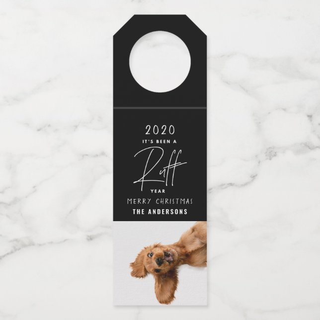 Colgador Para Botellas Navidades perrito año de rúbrica en tarjeta de rev (Anverso)