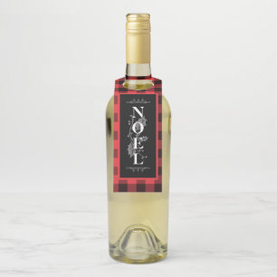 Colgador Para Botellas Navidades Red Buffalo Plaid NOEL