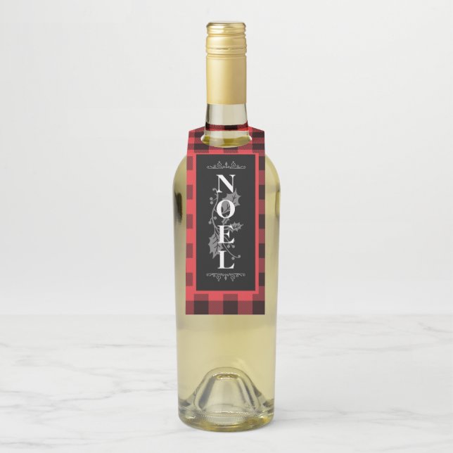 Colgador Para Botellas Navidades Red Buffalo Plaid NOEL (En botella)