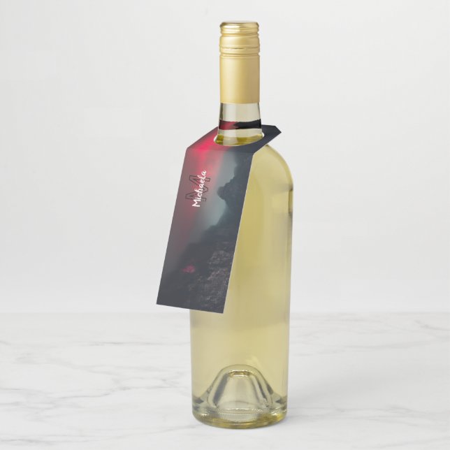 Colgador Para Botellas Nubes quemadas, niebla y montañas monograma en el  (En perspectiva)