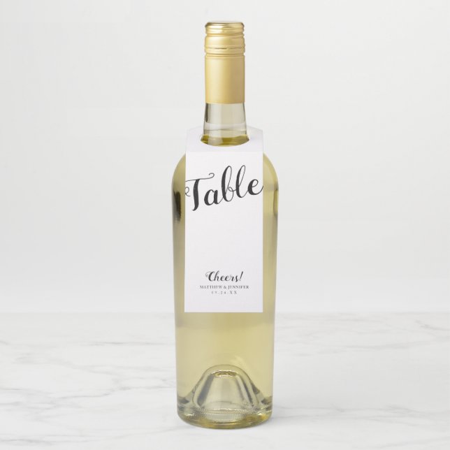Colgador Para Botellas Número de mesa de boda con guión moderno personali (En botella)