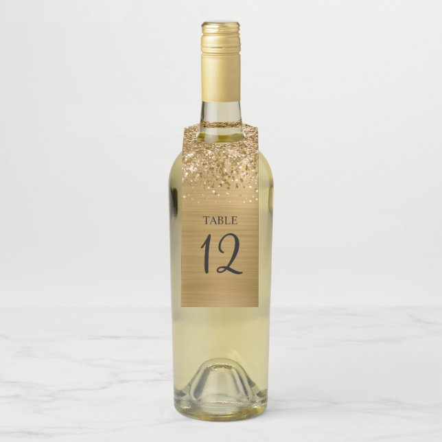 Colgador Para Botellas Número de mesa dorado con brillo (En botella)
