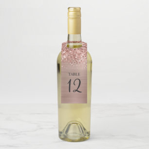 Colgador Para Botellas Número de Mesa Glam Rosa Dorado Brillante