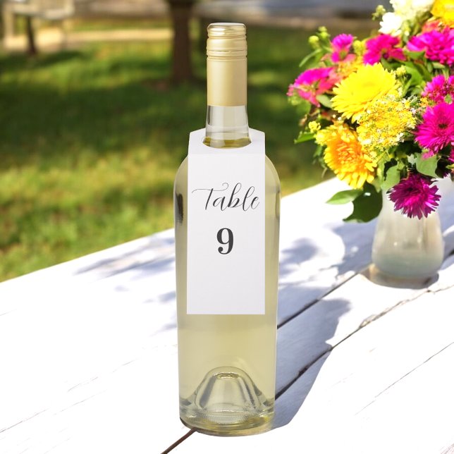 Colgador Para Botellas Número de tabla blanca negra boda simple (Subido por el creador)