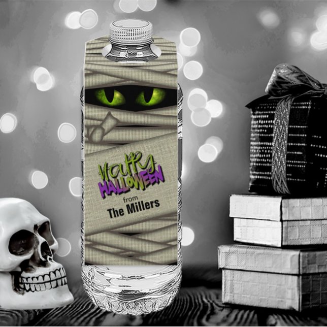Colgador Para Botellas Ojos de Momia Halloween Verde ID685 (Water Bottle In Situ)