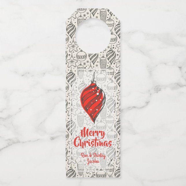 Colgador Para Botellas Ornamentos de árbol de navidad de vacaciones negra (Anverso)