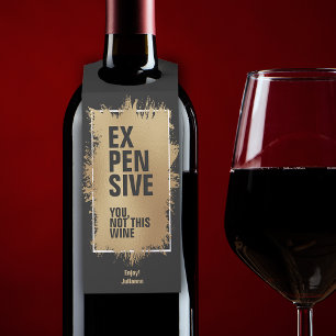 Colgador Para Botellas Oro Caro Texto de Hoja en Negro
