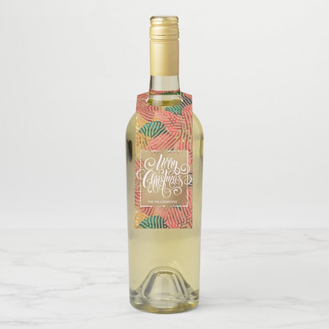 Colgador Para Botellas Oro Feliz Navidad Floral (En botella)