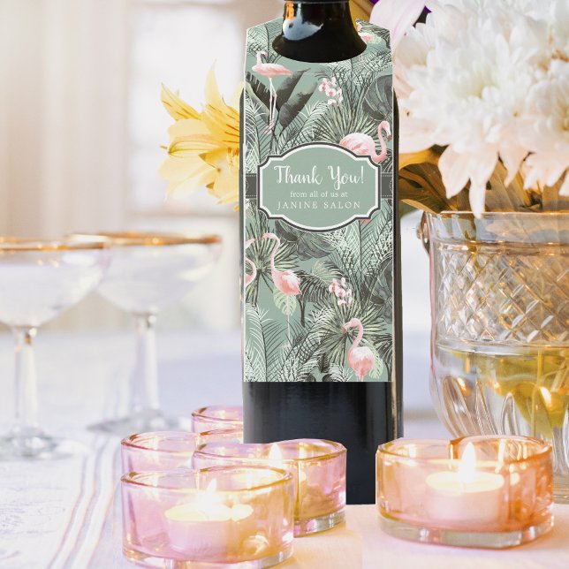 Colgador Para Botellas Orquídea Flamenco Patrón Tropical Sage ID868 (Wine Bottle In Situ)