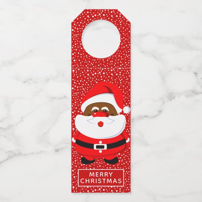 Colgador Para Botellas Papá Noel afroamericano lindo Navidad (Anverso)