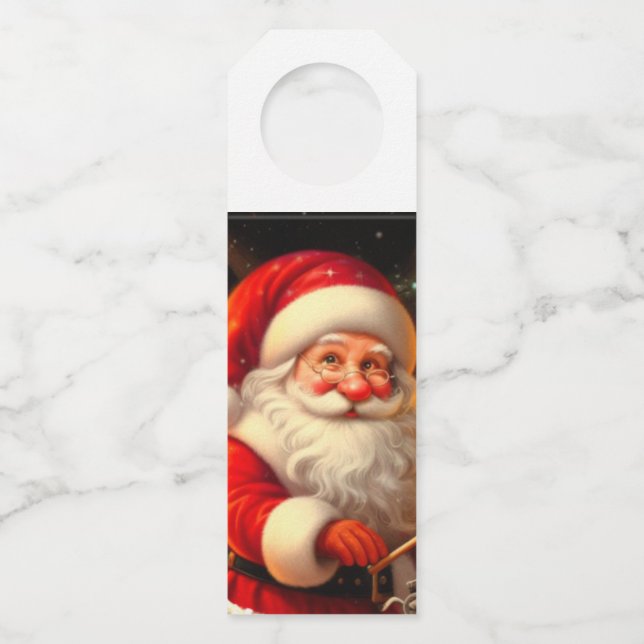 Colgador Para Botellas Papá Noel y renos lindos  (Anverso)