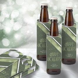 Colgador Para Botellas Patrón de banda de navidades ID862 verde/blanco