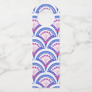 Colgador Para Botellas patrón de damasco floral azul