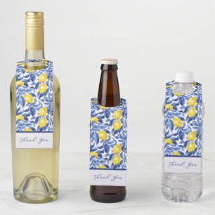 Colgador Para Botellas Patrón de limón acuarela azul