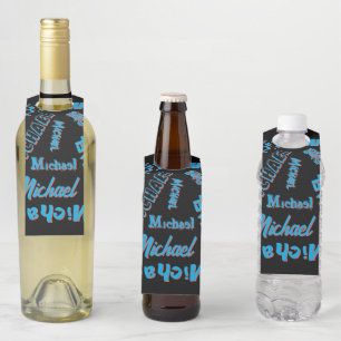 Colgador Para Botellas Patrón de monograma de tu nombre color azul rojo n