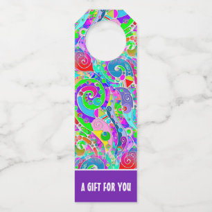 Colgador Para Botellas Patrón Pintado A Mano Y Digitalmente Art. 22