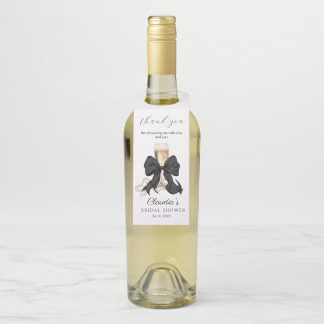 Colgador Para Botellas Pearls and Prosecco Bridal Shower Thank you (En botella)