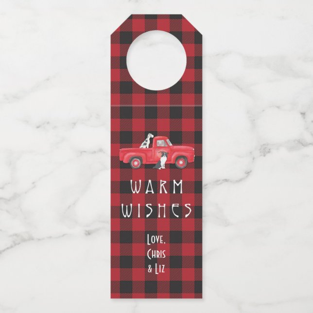 Colgador Para Botellas Perros de granja de Camión Rojo en vacaciones pers (Anverso)