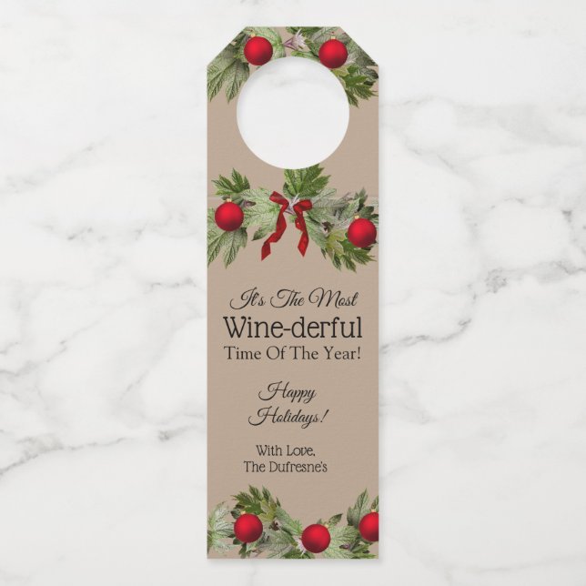 Colgador Para Botellas Personalizada "La Hora Más Maravillosa Del Año" (Anverso)