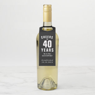 Colgador Para Botellas Personalizado 40° aniversario boda fiesta elegante