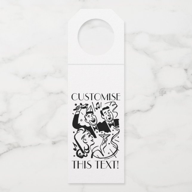 Colgador Para Botellas Personalizado Art Deco Fiesta de cócteles (Anverso)