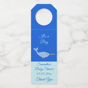 Colgador Para Botellas Personalizado de Baby Shower de Cute Blue Baby Boy