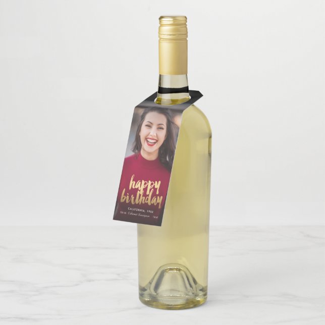 Colgador Para Botellas Personalizado de fotos del cumpleaños feliz (En perspectiva)