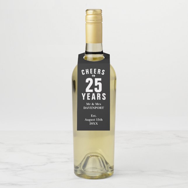 Colgador Para Botellas Personalizado fiesta del 25º aniversario del boda (En botella)