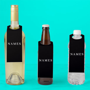 Colgador Para Botellas Personalizado negro simple Añadir su nombre elegan