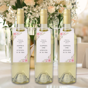 Colgador Para Botellas Pink Watercolor flowers Gold Modern Wedding Party