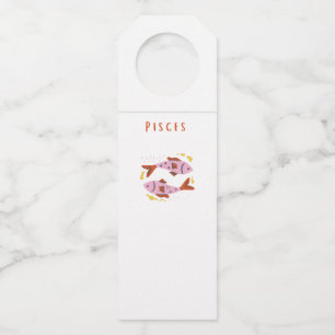 Colgador Para Botellas Piscis blanco, zodiaco, impresión de signo zodiaca