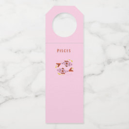 Colgador Para Botellas Piscis rosa, impresión de signo zodiacal y estrell
