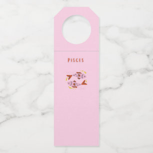 Colgador Para Botellas Piscis rosa, impresión de signo zodiacal y estrell