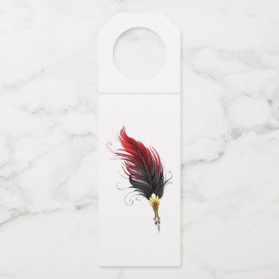 Colgador Para Botellas Pluma de plumas rojas con nido de oro