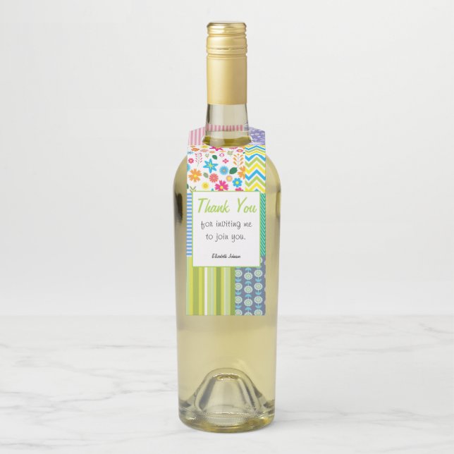 Colgador Para Botellas Quilters Patchwork Personalizado Hostess Gift Wine (En botella)