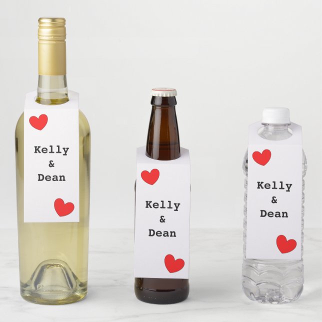 Colgador Para Botellas Red Hearts Boda Love (Nombres) 4Kelly (In situ)