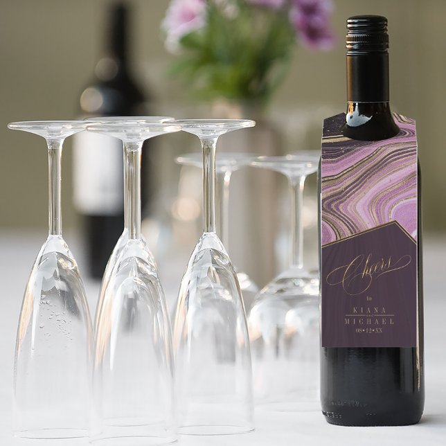 Colgador Para Botellas Resumen Agate Boda Cheers Mauve ID827 (Wine Bottle In Situ)
