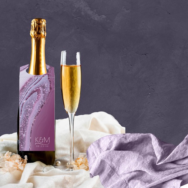Colgador Para Botellas Resumen Purpurina Strata Boda Plum ID903 (Wine Bottle In Situ)