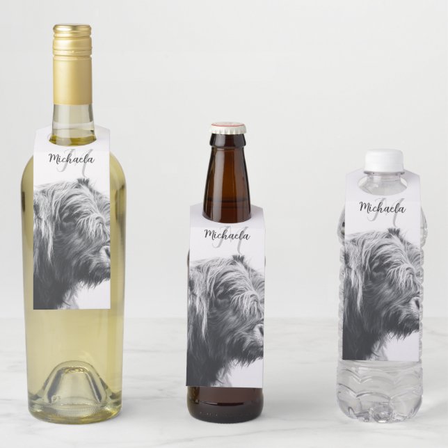 Colgador Para Botellas Retrato de vaca Highland monograma inicial blanco  (In situ)