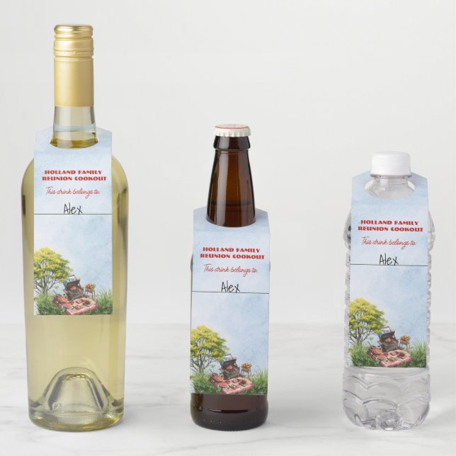 Colgador Para Botellas Reunión Familiar en el Parque con Parrillada  (In situ)