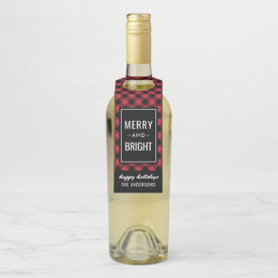 Colgador Para Botellas Rojo Rústico Plaid Búfalo Alegre y Brillante