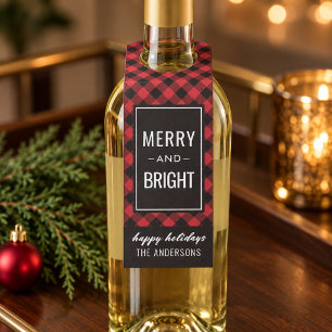 Colgador Para Botellas Rojo Rústico Plaid Búfalo Alegre y Brillante
