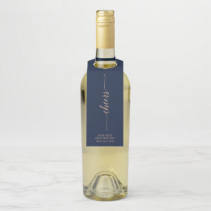 Colgador Para Botellas Rosa Dorado y Azul Marino Letra Elegante Festeja F