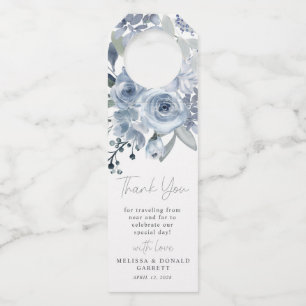 Colgador Para Botellas Rosas Azules Polvorientas Flores Escritura Boda Ag
