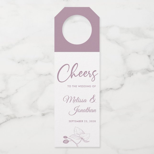 Colgador Para Botellas Saludos al boda personalizado de orquídeas delicad (Anverso)