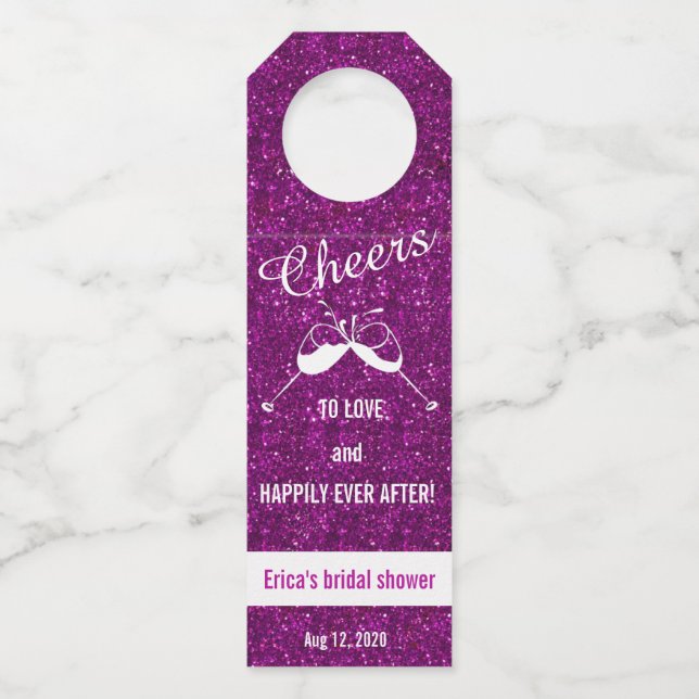 Colgador Para Botellas Saludos para amar la invitación a la ducha de novi (Anverso)