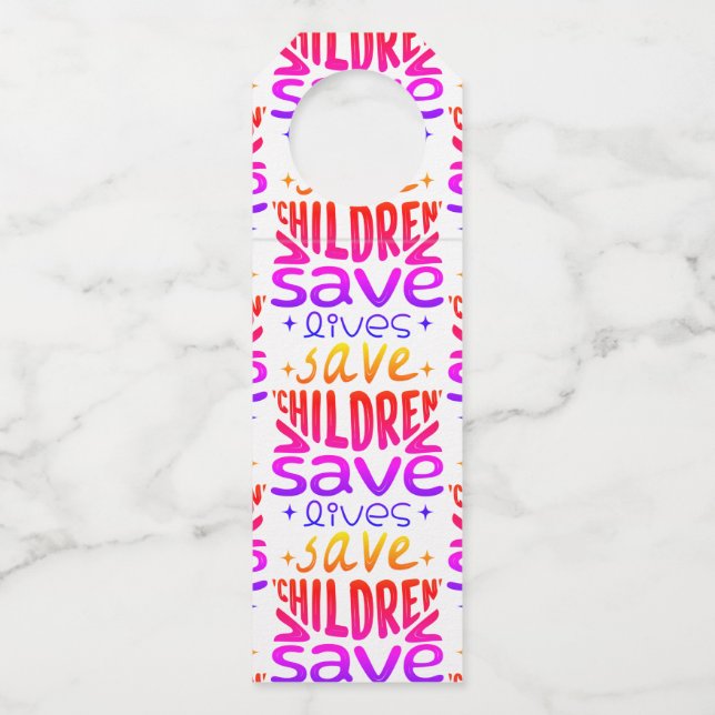 Colgador Para Botellas Salvar Niños, Salvar Vidas (Anverso)
