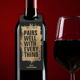 Colgador Para Botellas SE COMBINA BIEN CON TODO Hoja de Oro sobre Negro